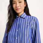 LANIUS shirt with electric blue and light blue stripes