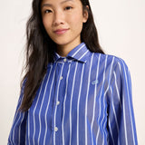 LANIUS shirt with electric blue and light blue stripes