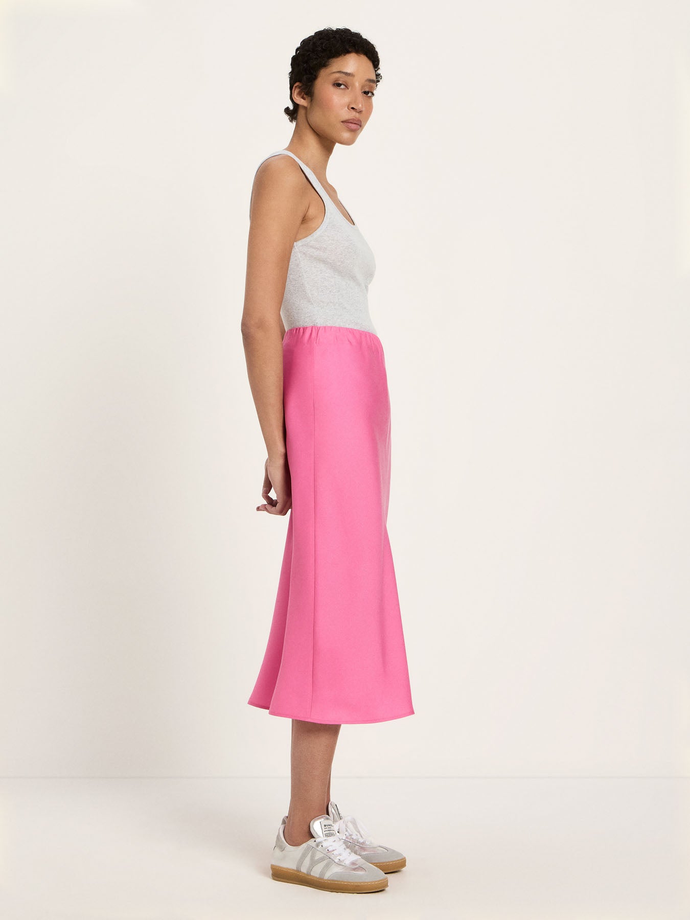 TENCEL™ Midi Skirt - Bright Orchid by LANIUS — fair fashion in organic materials, front view