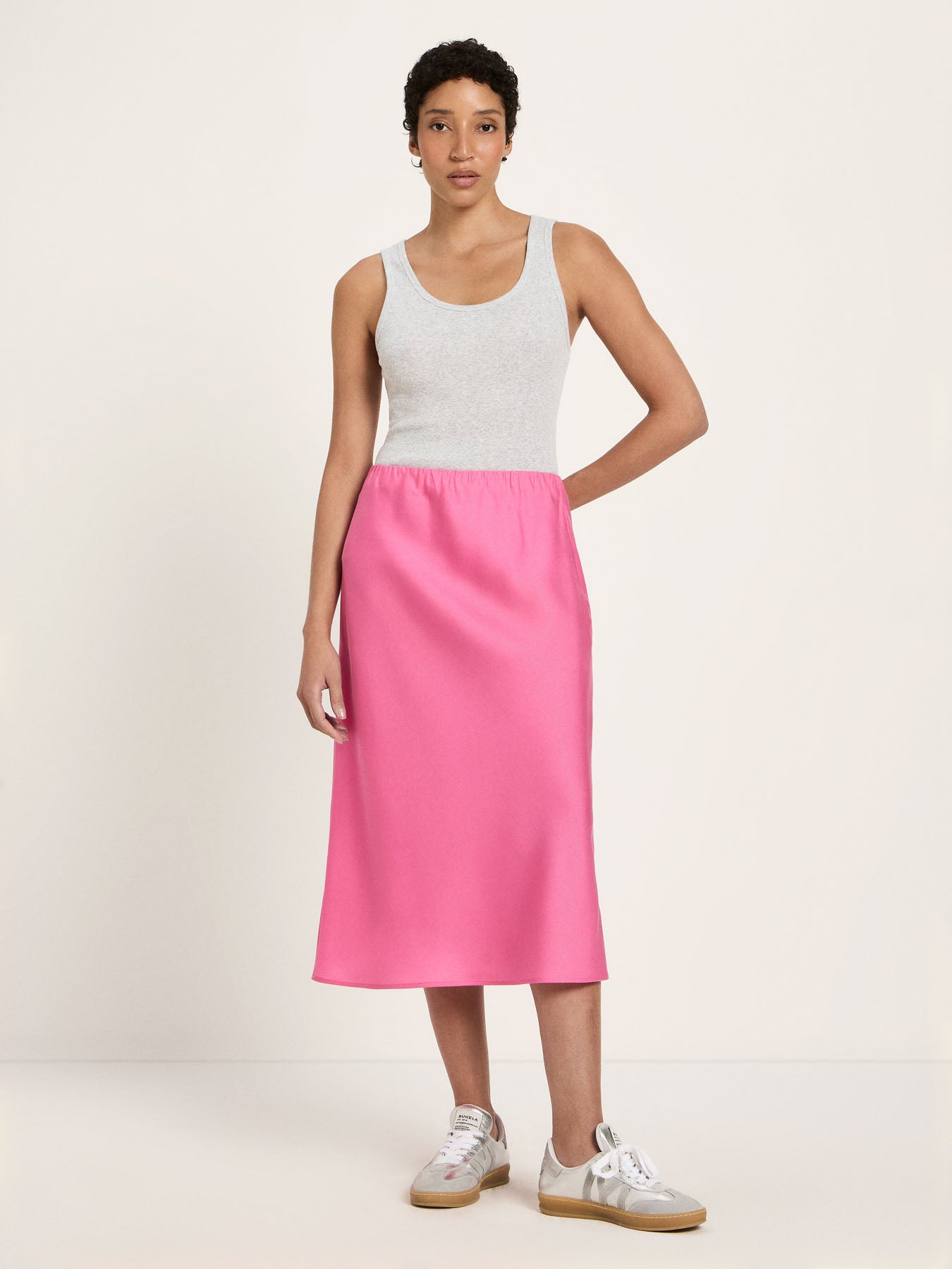 TENCEL™ Midi Skirt - Bright Orchid by LANIUS — fair fashion in organic materials, view 3