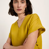 Draped V-Neck Top - Dark Kiwi by LANIUS — fair fashion in organic materials, front view