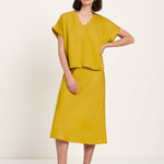 Draped V-Neck Top - Dark Kiwi by LANIUS — fair fashion in organic materials, view 4