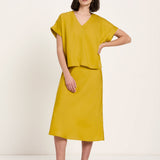 Draped V-Neck Top - Dark Kiwi by LANIUS — fair fashion in organic materials, view 4