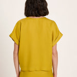 Draped V-Neck Top - Dark Kiwi by LANIUS — fair fashion in organic materials, view 6