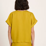 Draped V-Neck Top - Dark Kiwi by LANIUS — fair fashion in organic materials, view 6