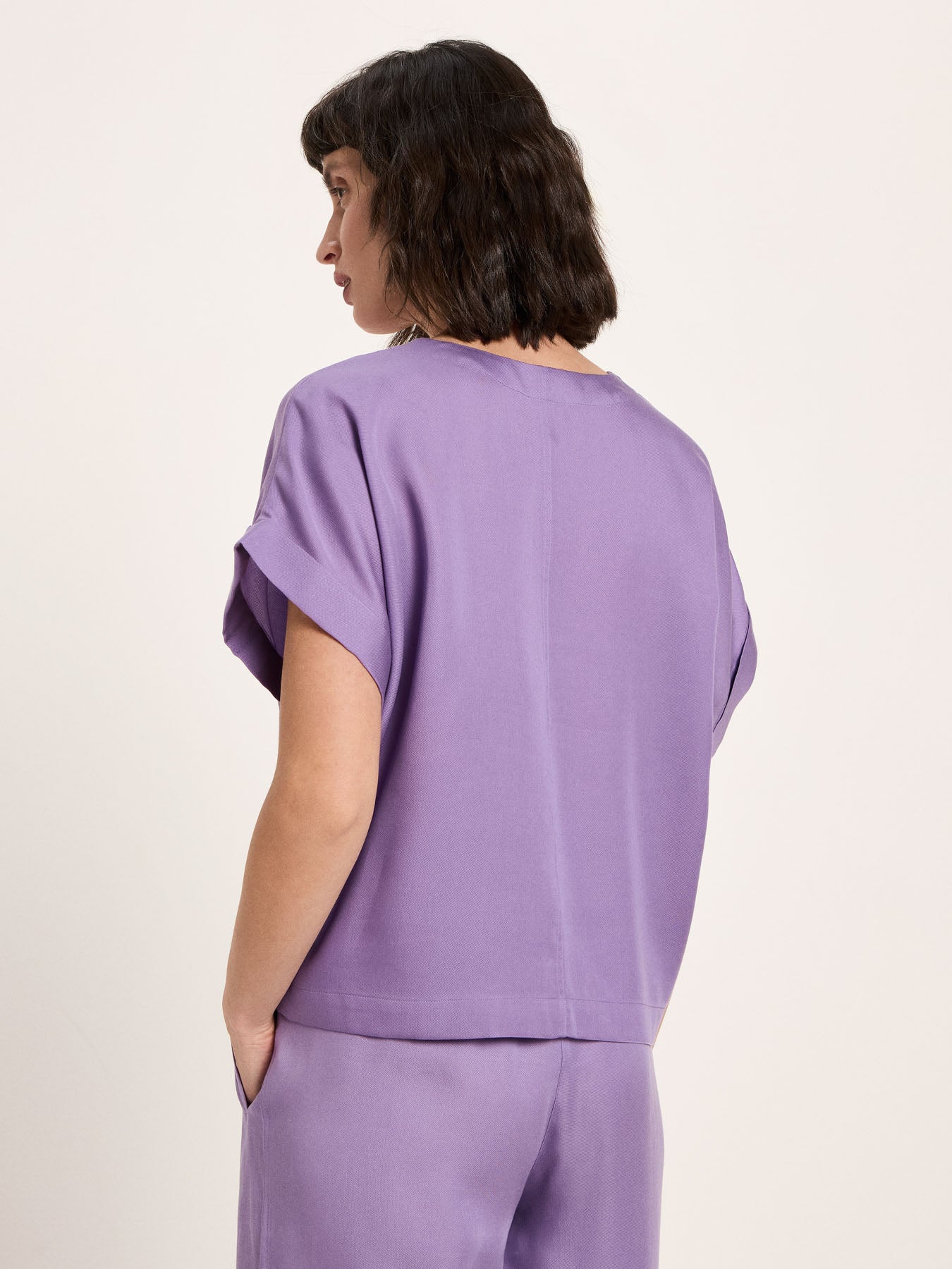 Draped V-Neck Top - Lavender by LANIUS — fair fashion in organic materials, view 5
