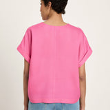 Draped V-Neck Top - Orchid Pink by LANIUS — fair fashion in organic materials, view 5