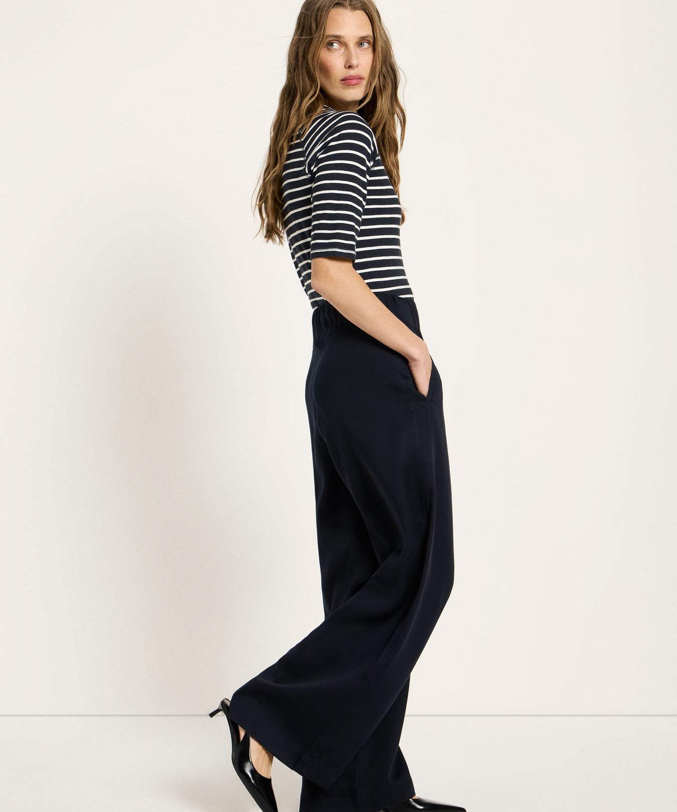 Wide-Leg Trousers - Midnight Blue by LANIUS — fair fashion in organic materials, view 2