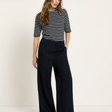 Wide-Leg Trousers - Midnight Blue by LANIUS — fair fashion in organic materials, view 3
