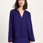 LANIUS blouse in violet TENCEL with a subtle sheen, front view