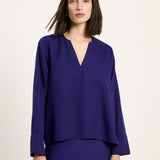 LANIUS blouse in violet TENCEL with a subtle sheen, front view