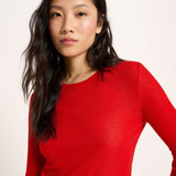 LANIUS long-sleeve T-shirt in red ribbed TENCEL Lyocell, another view