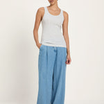 LANIUS grey melange round-neck top in GOTS organic cotton, photo 2