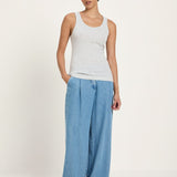 LANIUS grey melange round-neck top in GOTS organic cotton, photo 2
