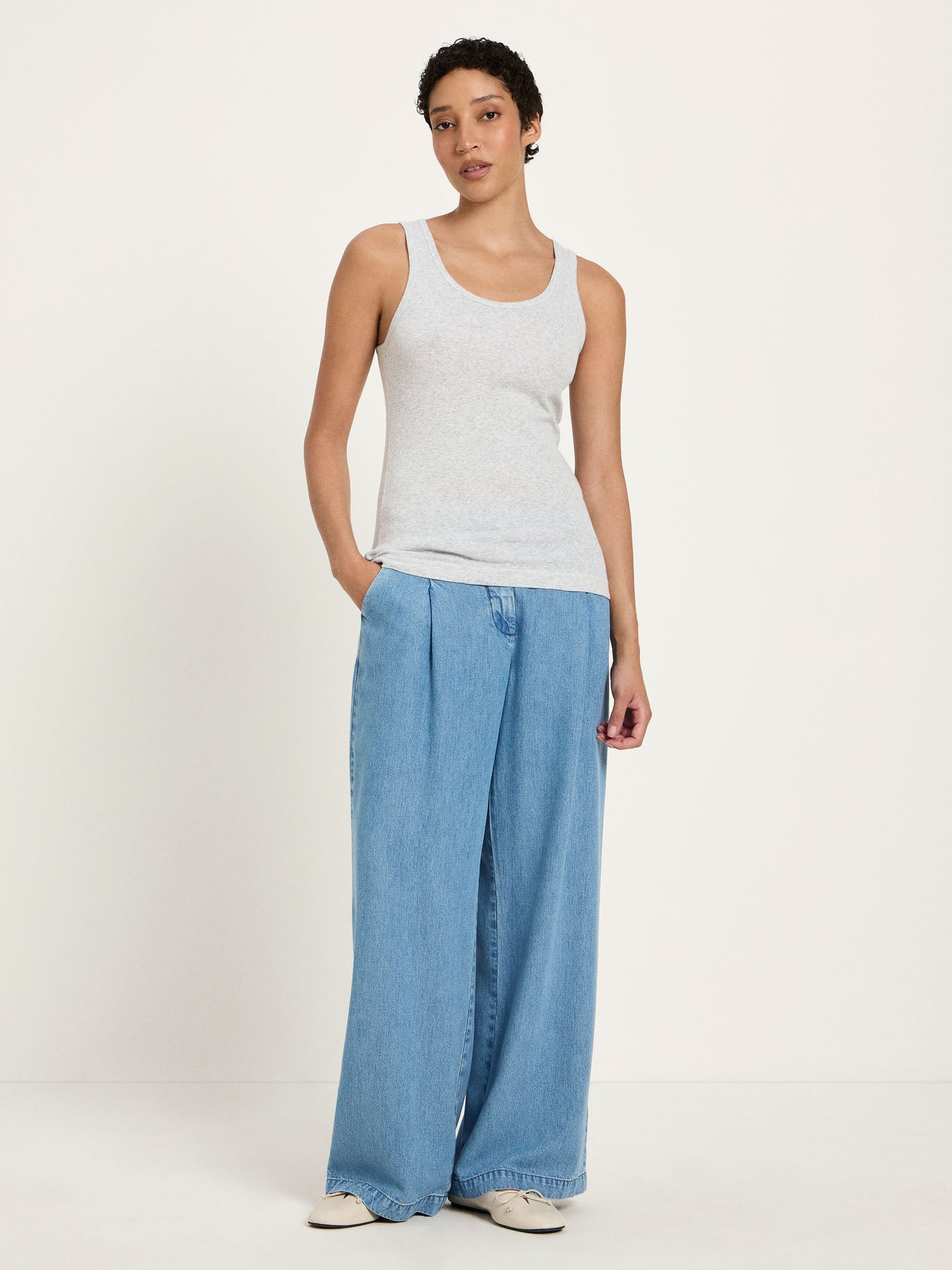 LANIUS grey melange round-neck top in GOTS organic cotton, photo 2