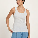LANIUS grey melange round-neck top in GOTS organic cotton, photo 3