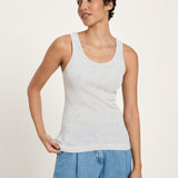 LANIUS grey melange round-neck top in GOTS organic cotton, photo 3
