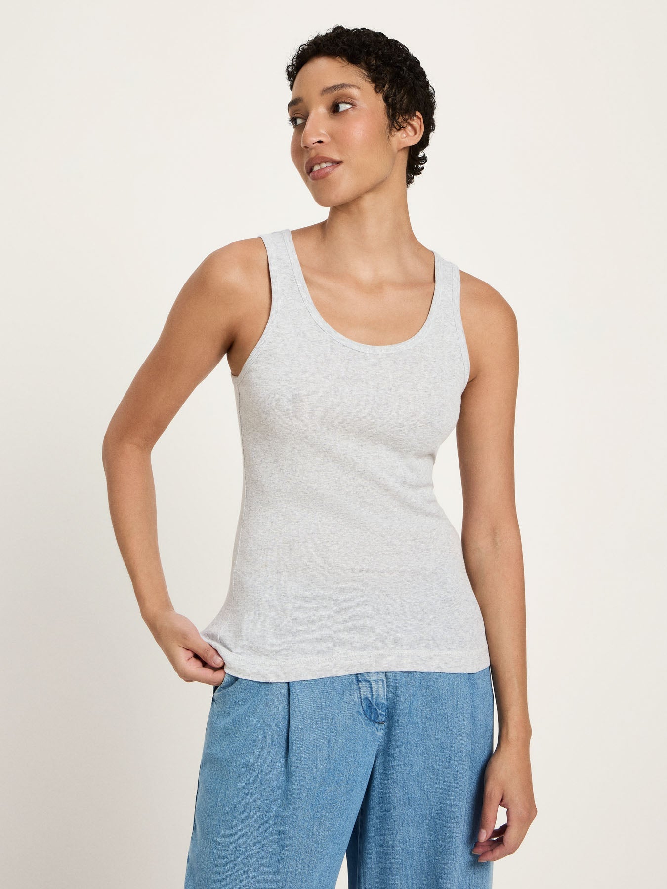 LANIUS grey melange round-neck top in GOTS organic cotton, photo 3