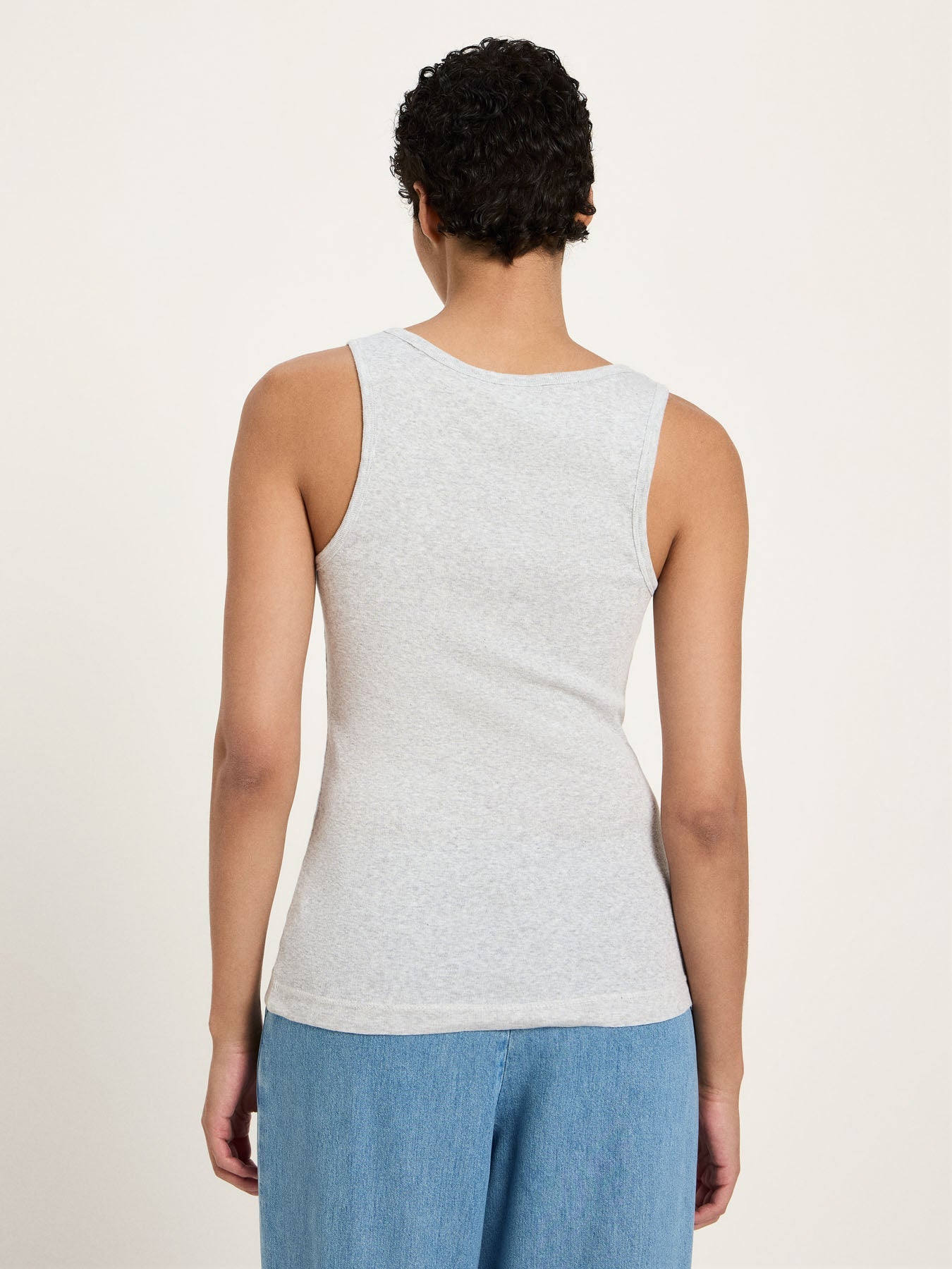 LANIUS grey melange round-neck top in GOTS organic cotton, photo 4