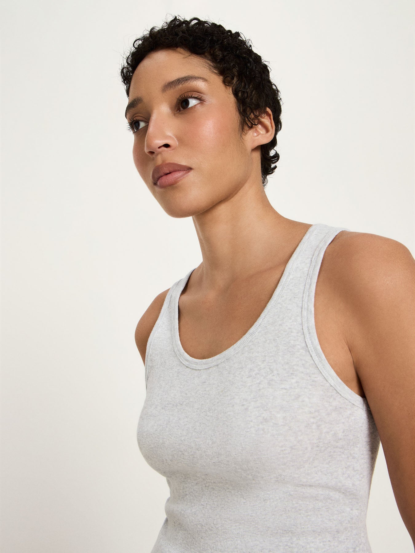 LANIUS grey melange round-neck top in GOTS organic cotton, photo 1