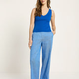 V-Neck Rib Knit Top - Lapis Blue by LANIUS — fair fashion in organic materials, view 5