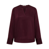 LANIUS V-Neck Tencel Blouse — Burgundy – view 3
