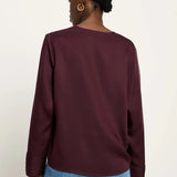 LANIUS V-Neck Tencel Blouse — Burgundy – view 6