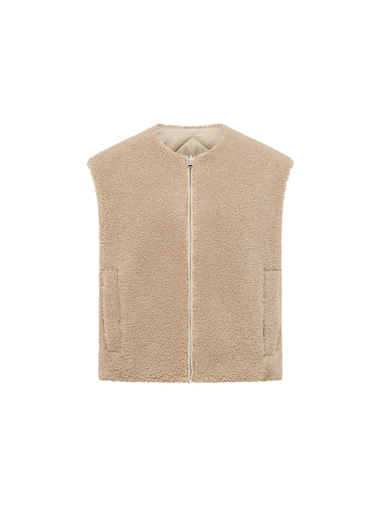 LANIUS reversible jacket in beige, smooth side – flat lay