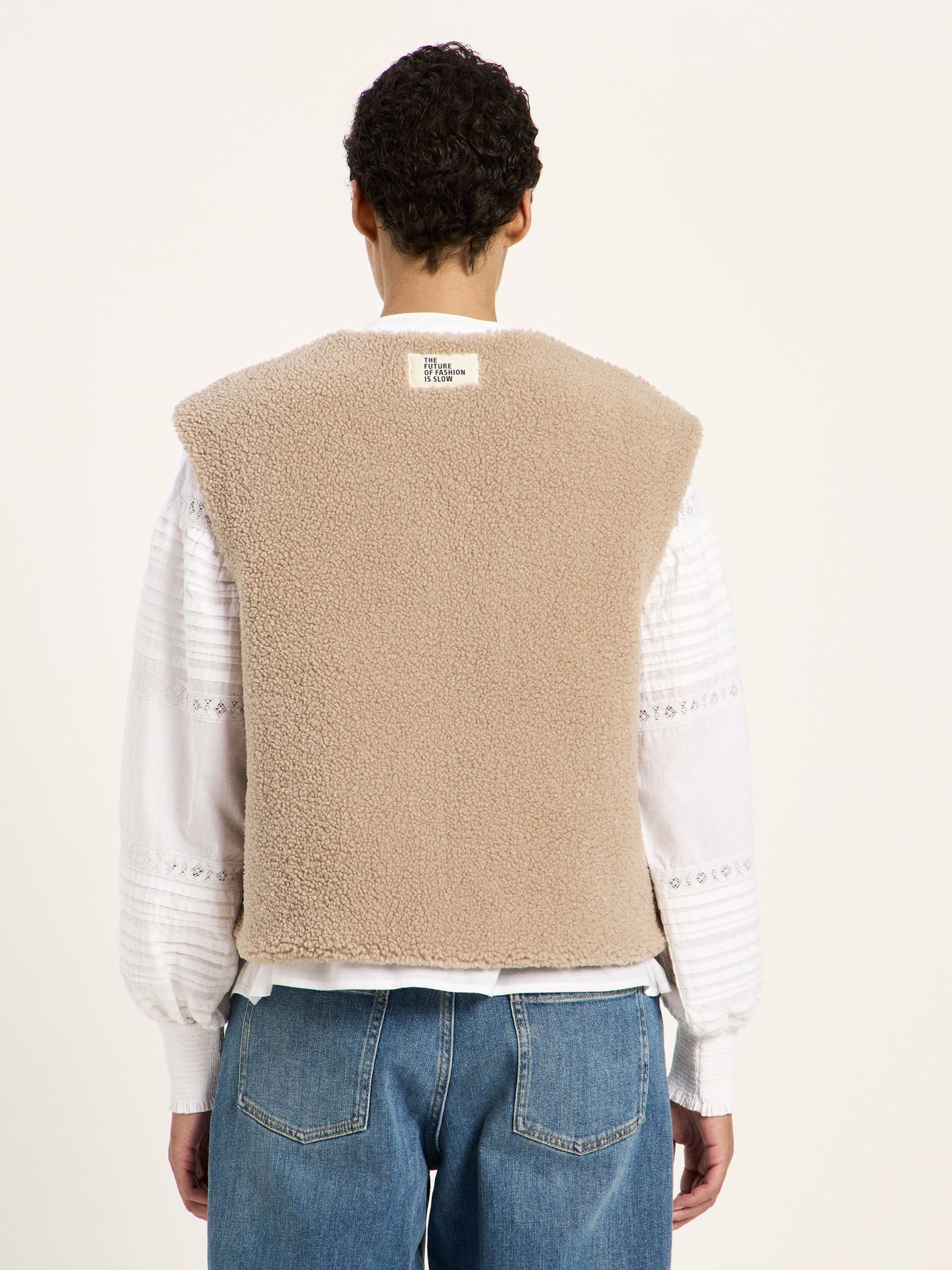 LANIUS reversible quilted jacket in beige – back view