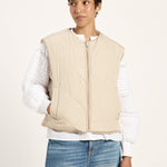 LANIUS reversible quilted jacket in beige – front view
