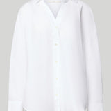 Lanius oversized white shirt showing the collar and button details