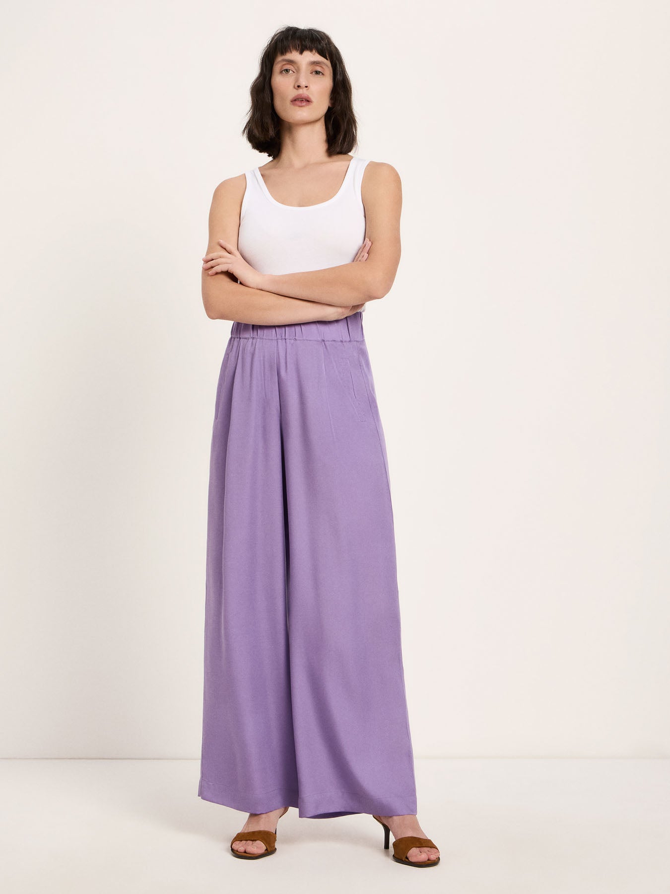 Wide-Leg Trousers - Purple Haze by LANIUS — fair fashion in organic materials, front view