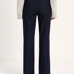 LANIUS Willow flared jeans in rinsed raw denim, back view