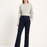 LANIUS Willow flared jeans in rinsed raw denim, front view
