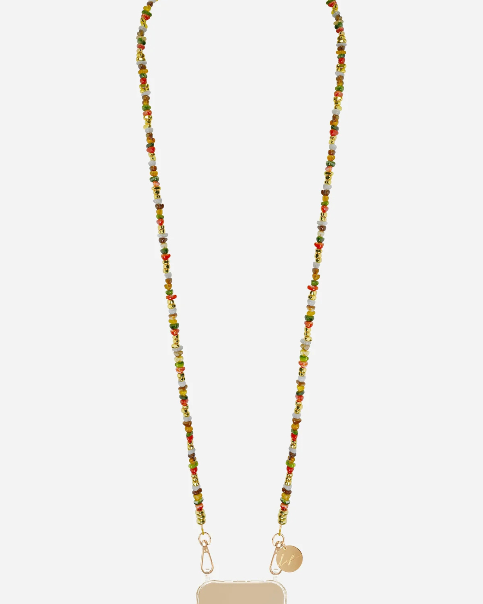 Liviya Beaded Phone Chain Khaki Mix natural tone beaded smartphone accessory