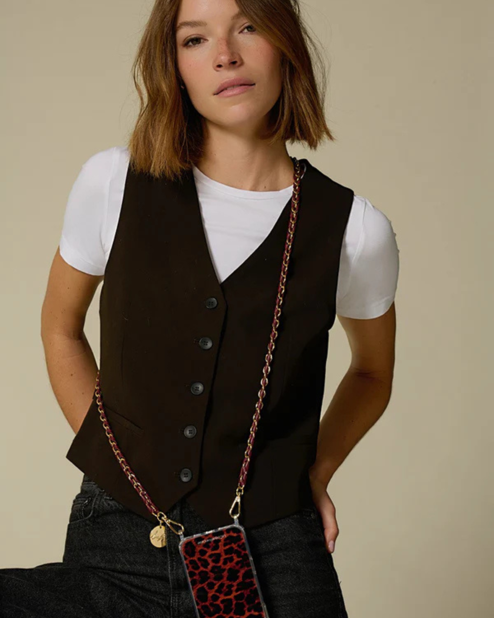 Lou Braided Phone Chain Bordeaux stylish braided crossbody smartphone accessory
