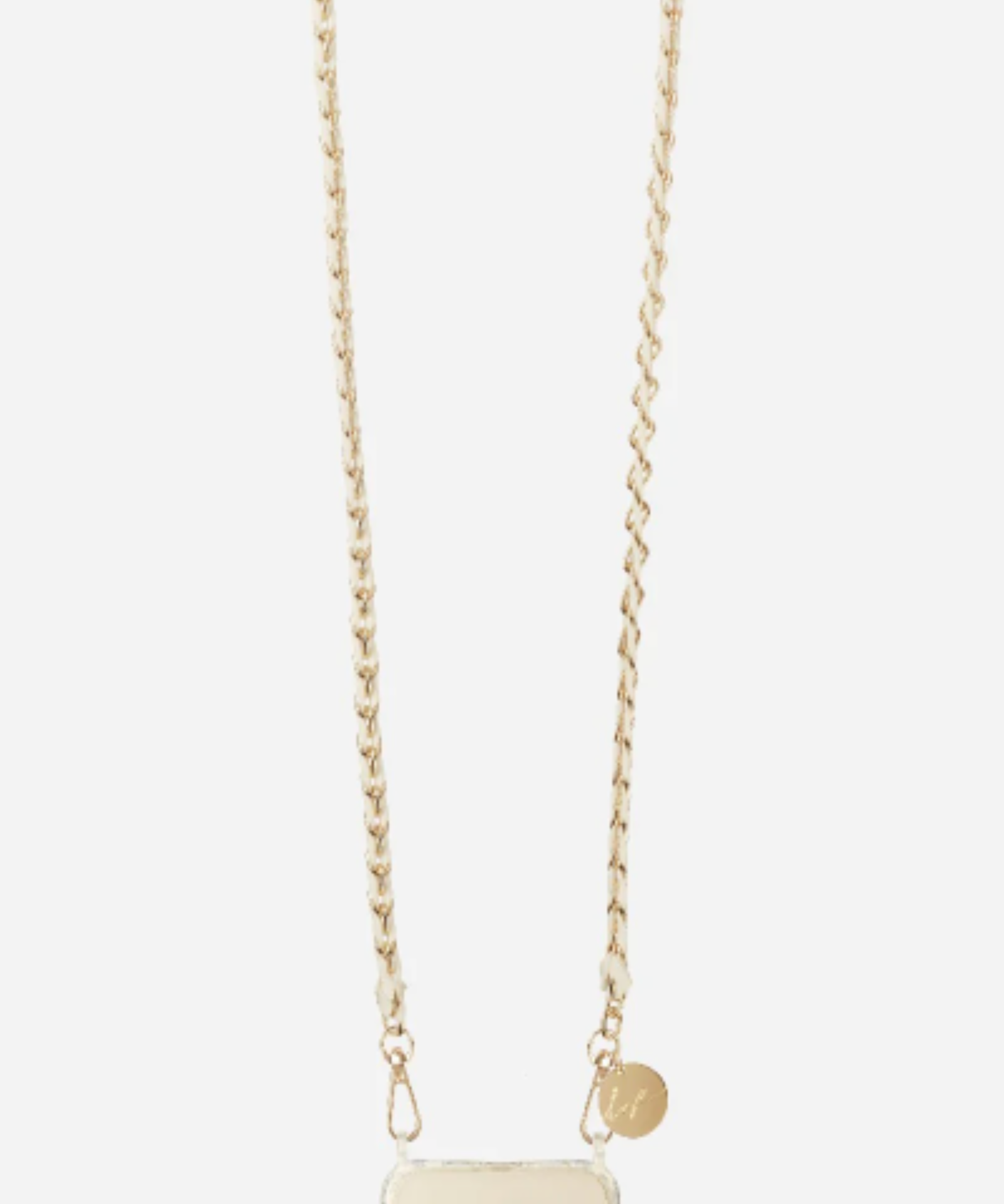 Lou Braided Phone Chain White and Gold elegant braided smartphone accessory