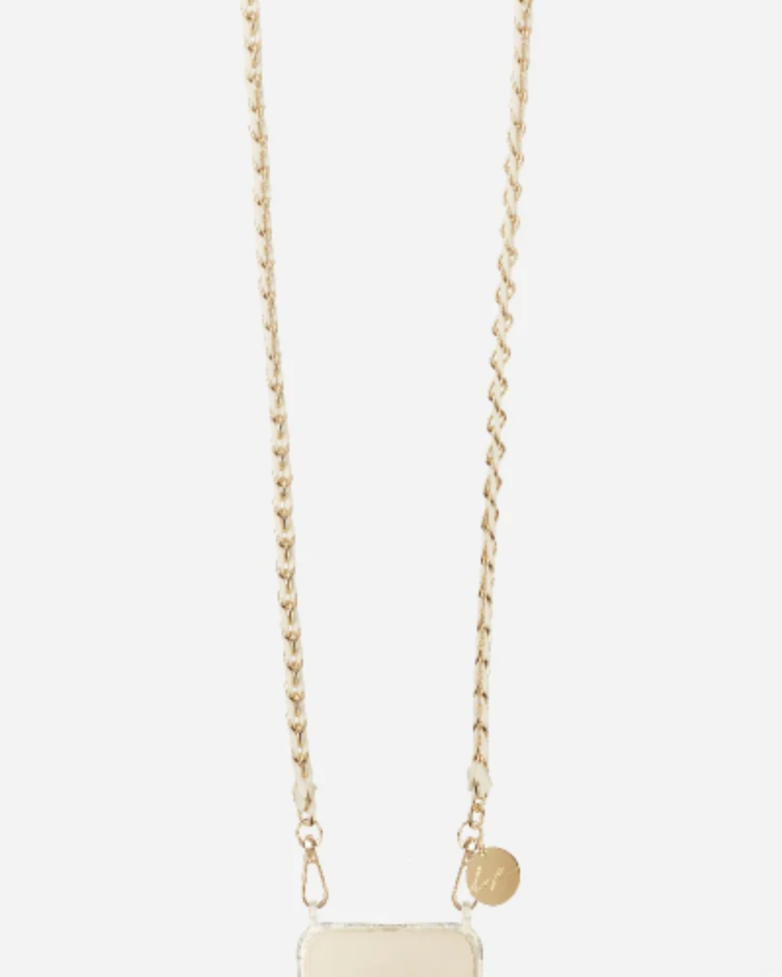 Lou Braided Phone Chain White and Gold elegant braided smartphone accessory