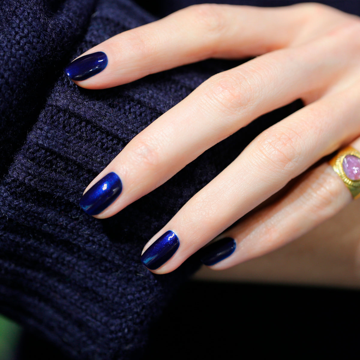 Manucurist Green Flash™ LED nail polish in Dark Night, iridescent midnight blue – view 2