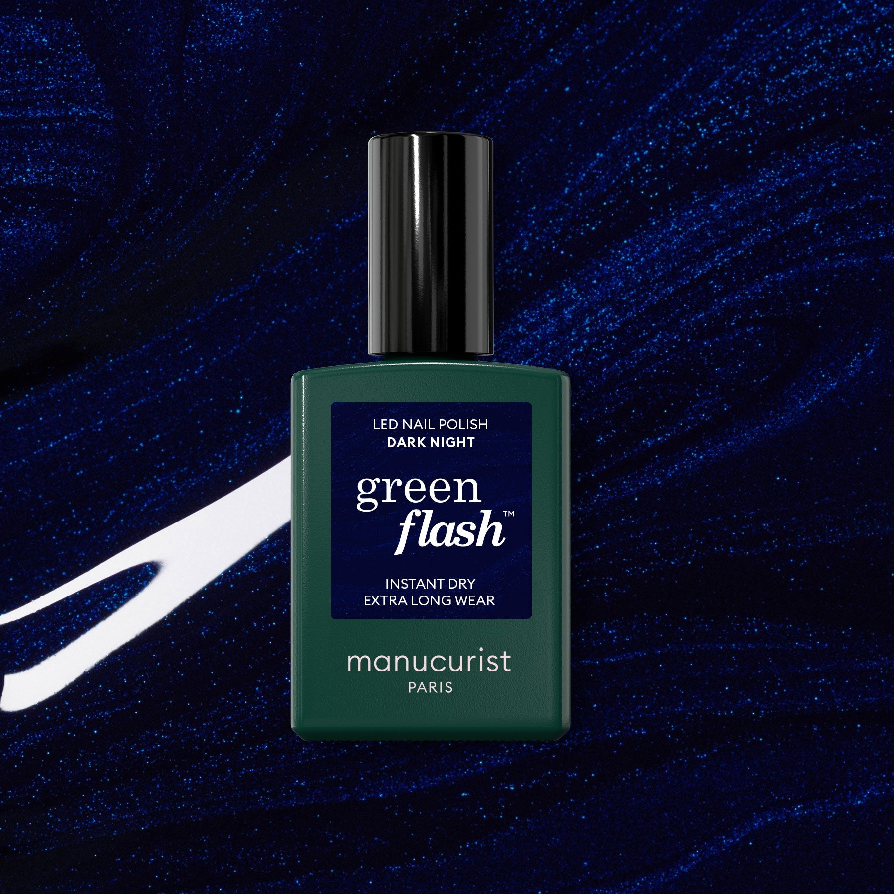 Manucurist Green Flash™ semi-permanent LED nail polish, Dark Night – bottle