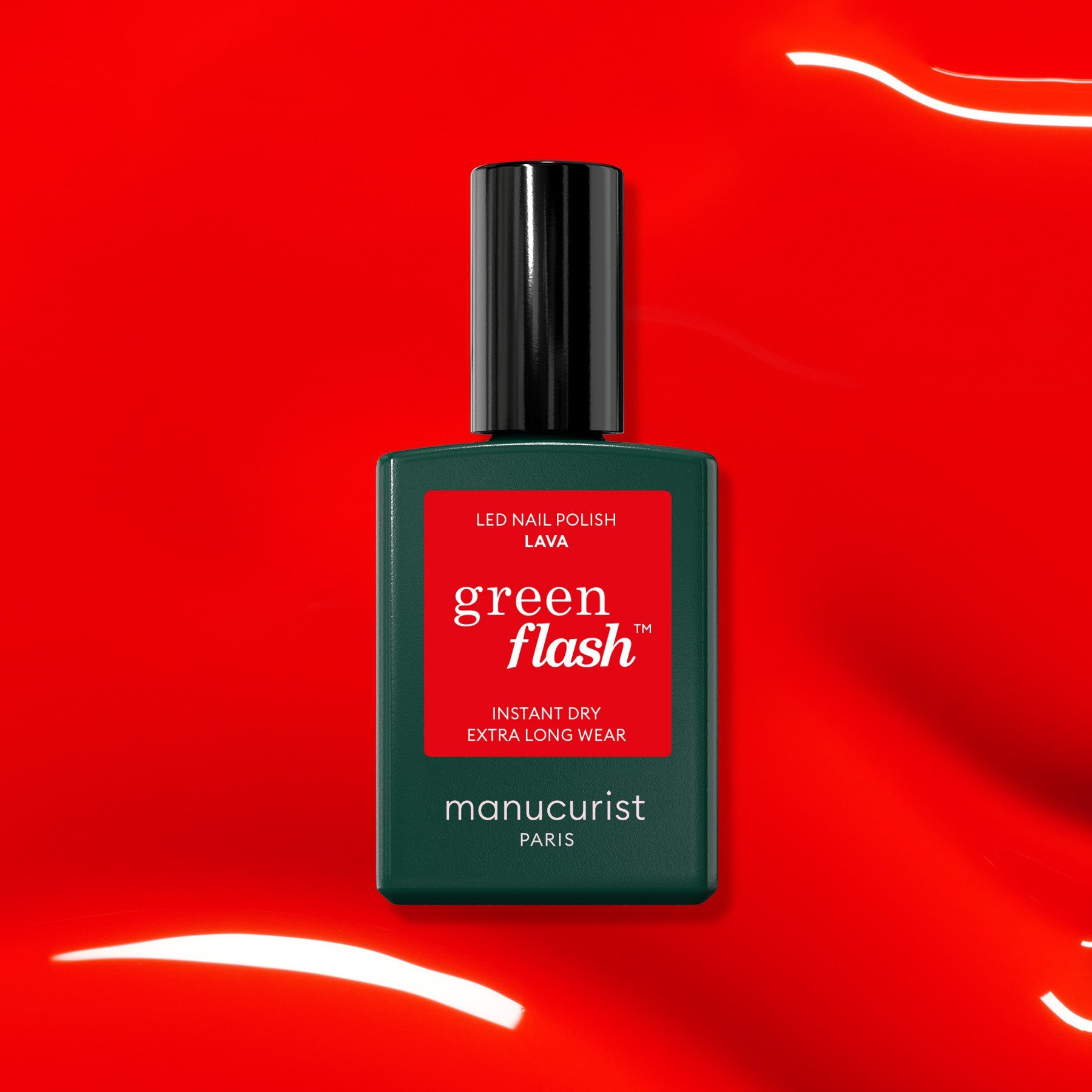 Manucurist Green Flash™ semi-permanent LED nail polish, Lava – bottle
