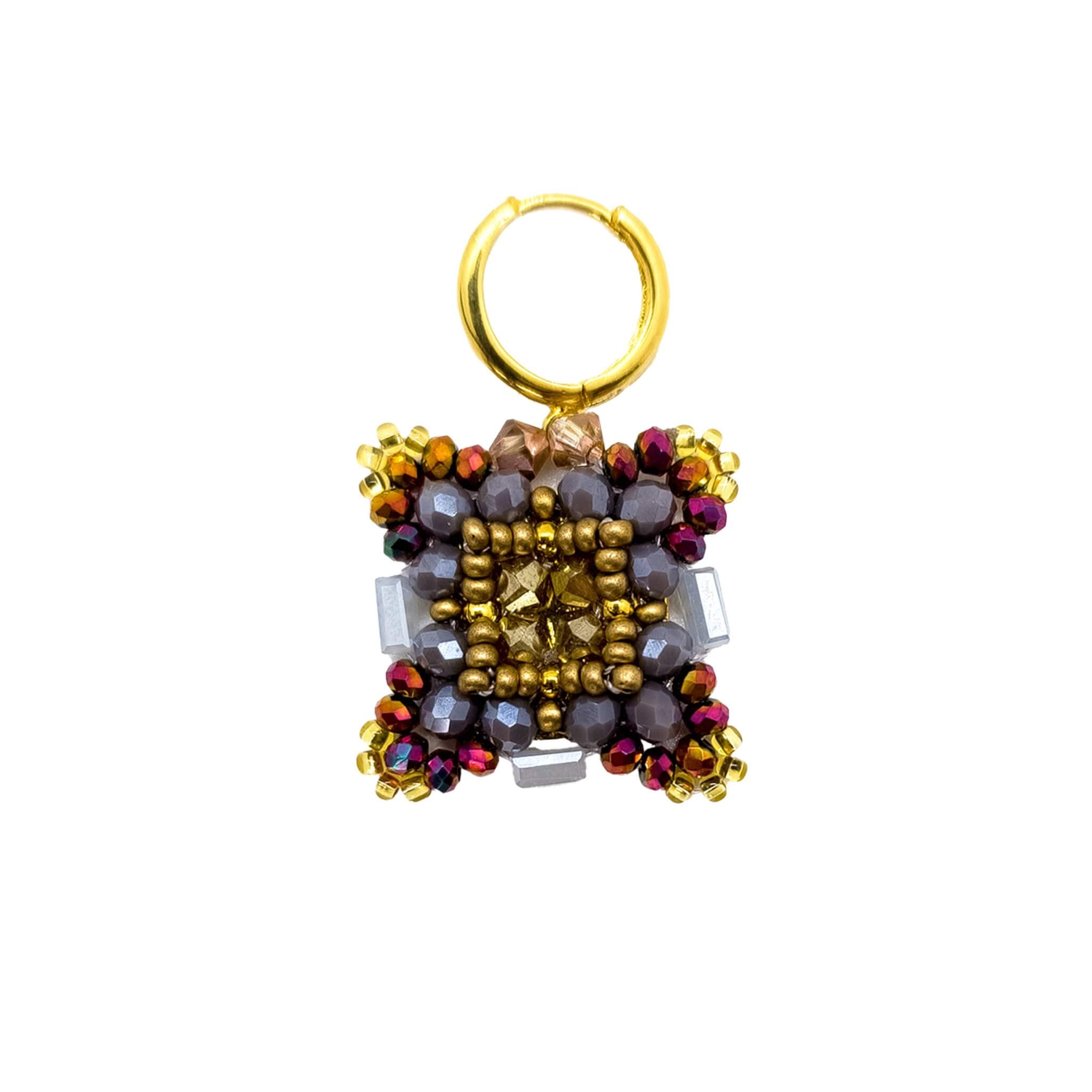 Marakame Acapulco Grey Gold Beaded Drop Earrings – view 2