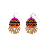 Mayana Designs Beaded Handwoven Santa Fe Drops – showcasing the intricate beadwork and brass charm.