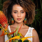Style inspo featuring Mayana Designs Jaguar Fringe Earrings with a tropical-inspired outfit, perfect for summer vibes