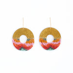 Mayana Designs Lilac Circle Fringe Earrings with hammered brass accent and delicate beadwork