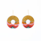 Mayana Designs Lilac Circle Fringe Earrings with hammered brass accent and delicate beadwork