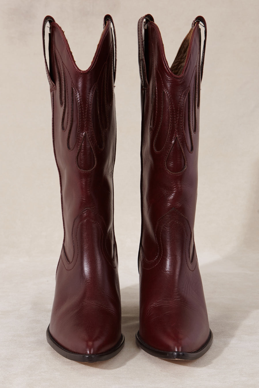 MICUIR Mestizo burgundy cowboy boots, front view
