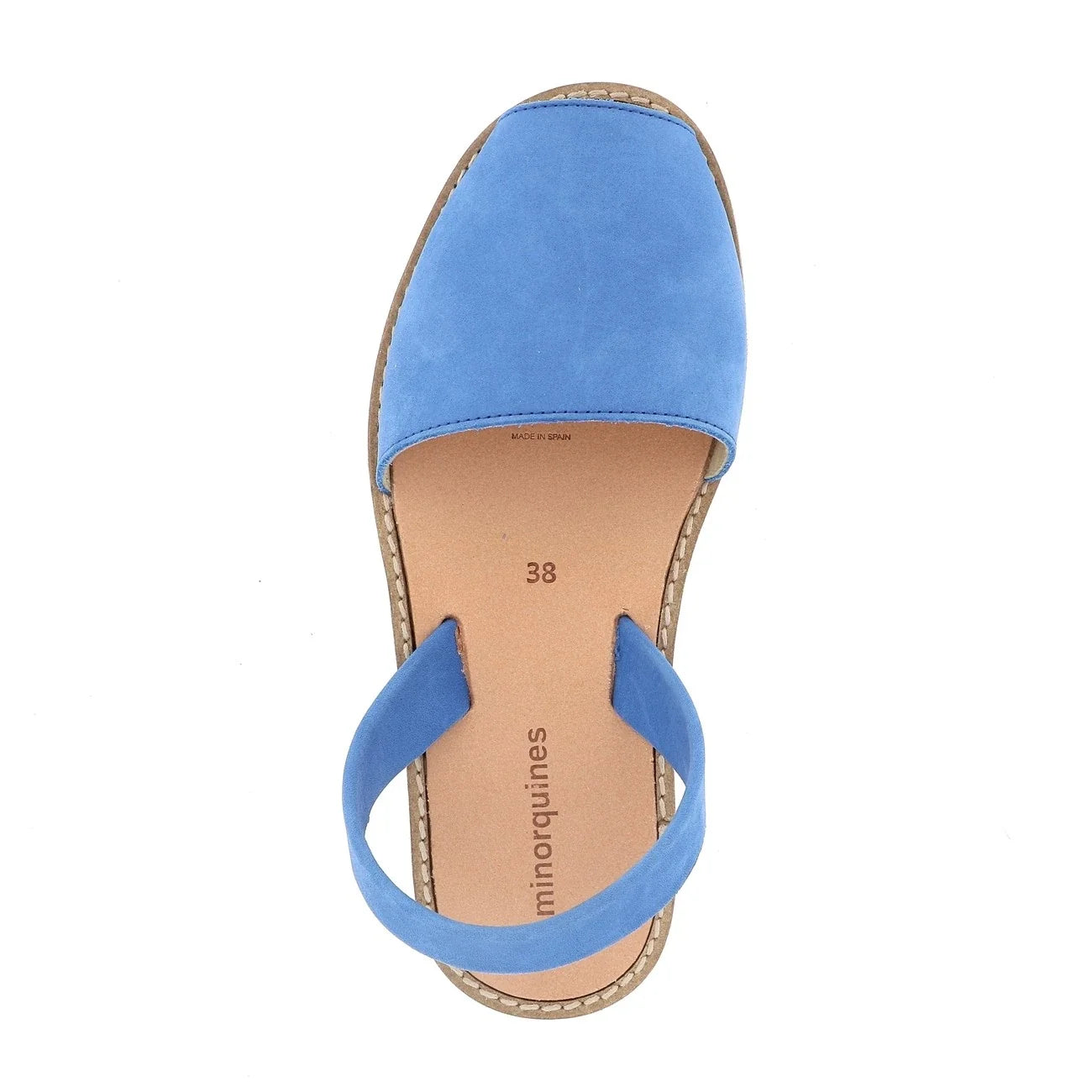 Minorquines avarca nubuck sandals in blue ocean – top view