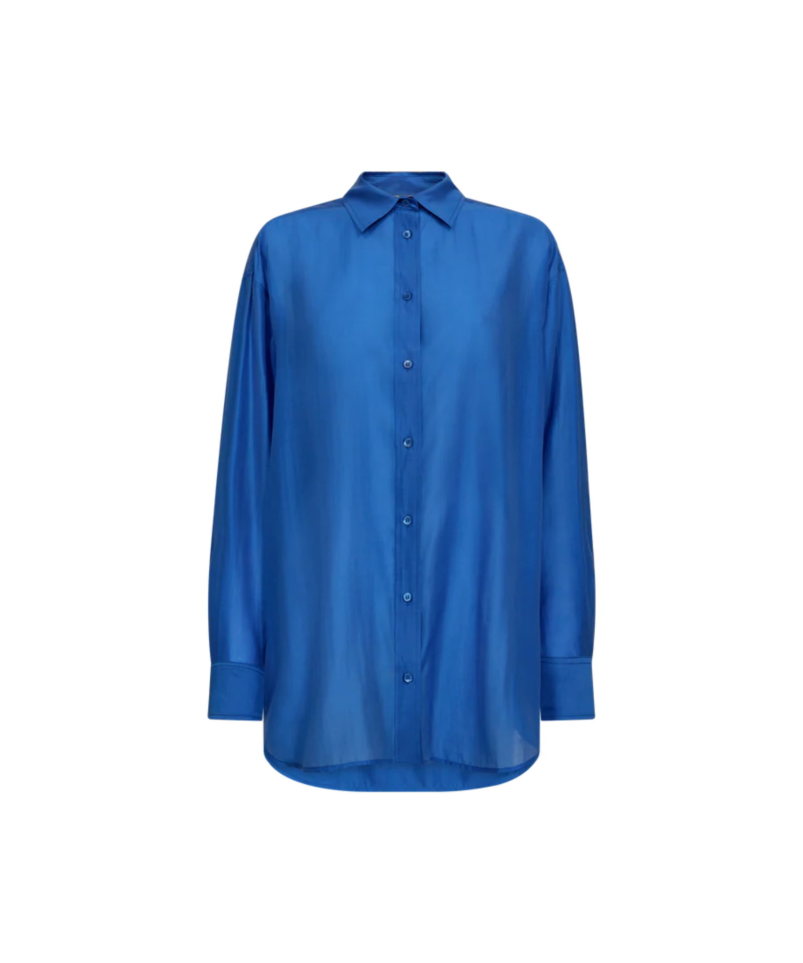 MOS MOSH MMDanika oversized blue shirt, fluid Tencel drape, Quiet Luxury style