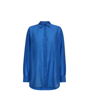 MOS MOSH MMDanika oversized blue shirt, fluid Tencel drape, Quiet Luxury style